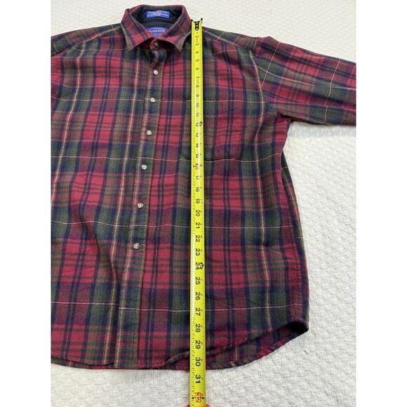 Pendleton Plaid Flannel Shirt Long Sleeve 100% Wool | Red and Green | Size Large - Picture 14 of 14